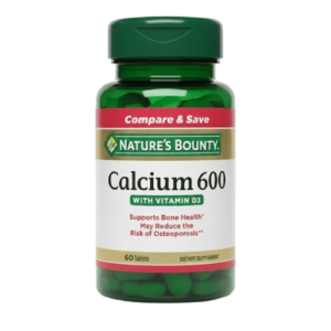 NATURES BOUNTY CALCIUM 600 PLUS VITAMIN D3 60’S TABLETS