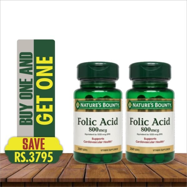 NATURE'S BOUNTY FOLIC ACID 800MCG 250 TABLETS (BUY 1 GET 1 FREE)