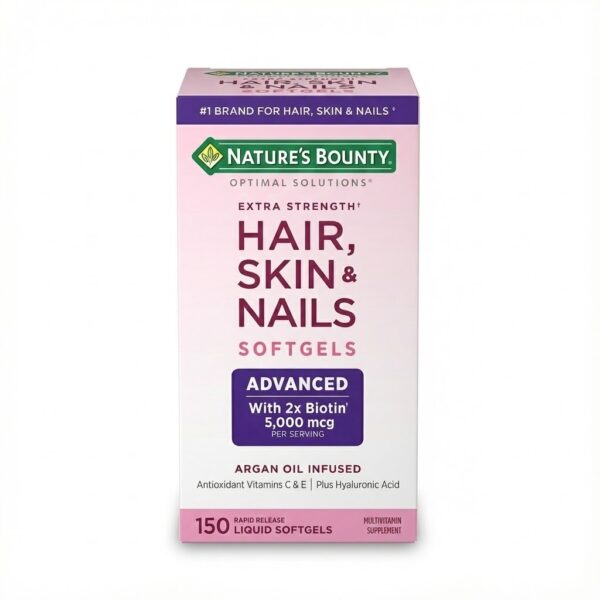 Nature's Bounty Pakistan Hair, Skin & Nails 5000mcg 150 Softgels With 2x biotin For Hair, Skin and Nails