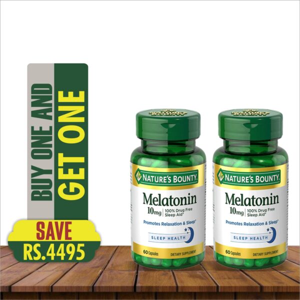 Nature's Bounty Melatonin 10 mg – Natural Sleep Support | Pakistan |Buy 1 get 1 free