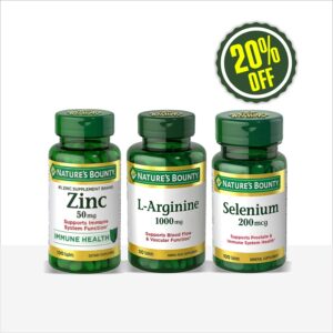 NB L-ARGININE 1000MG (50’S) & NB SELENIUM 200MCG (100’S) & NB ZINC 50MG (100’S)