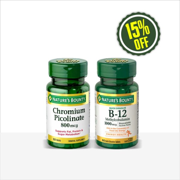 NB CHROMIUM PICOLINATE 800MCG (50’S) & NB B-12 1000MCG METHYLCOBALAMIN (60’S)