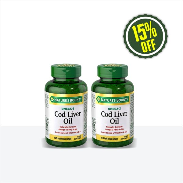 NATURE'S BOUNTY OMEGA 3 COD LIVER OIL 100 SOFTGELS (TWIN PACK)