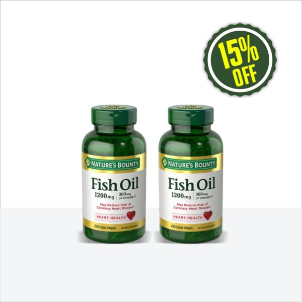 Nature's Bounty Pakistan Fish Oil 1200mg + Omega-3 60 Softgels Heart Health(Twin Pack)
