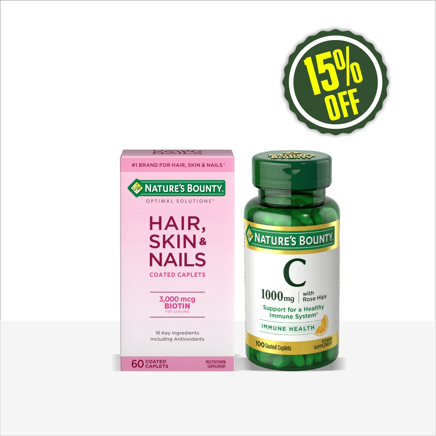 Nature's Bounty Hair, Skin & Nails + Vitamin C with Rose Hips