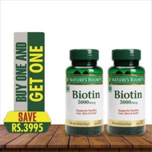 NATURE'S BOUNTY BIOTIN 5000MCG 72 SOFTGELS (BUY 1 GET 1 FREE)