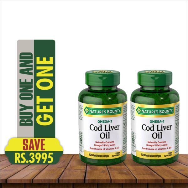 NATURE'S BOUNTY OMEGA 3 COD LIVER OIL 100 SOFTGELS (BUY 1 GET 1 FREE)