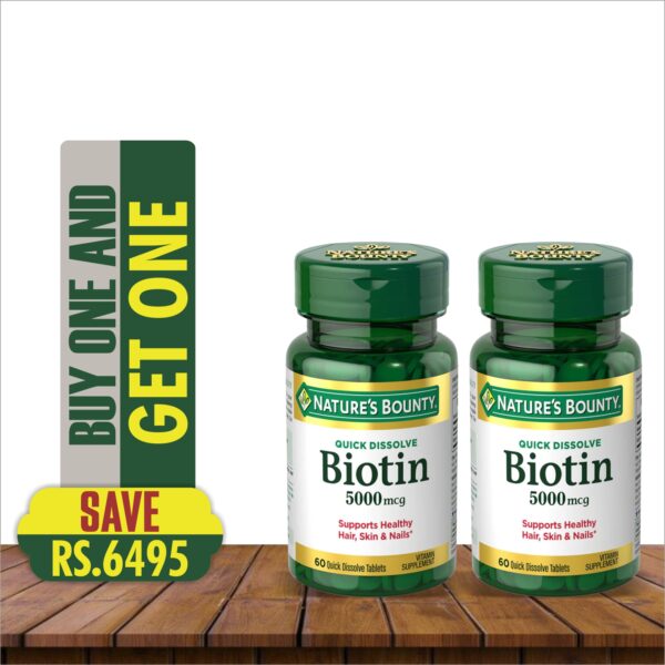 NATURE'S BOUNTY BIOTIN 5000MCG 60 SOFTGELS (BUY 1 GET 1 FREE)