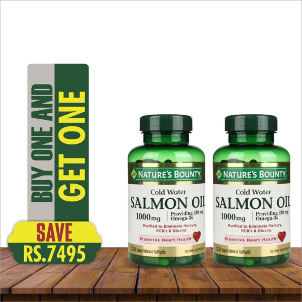 NATURE'S BOUNTY SALMON OIL 1000MG 120 SOFTGELS (BUY 1 GET 1 FREE)