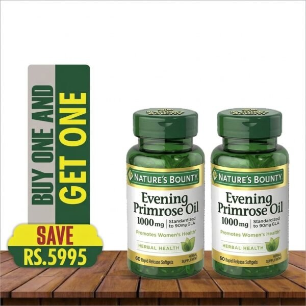 NATURE'S BOUNTY EVENING PRIMROSE OIL 1000MG 60 SOFTGELS (BUY 1 GET 1 FREE)