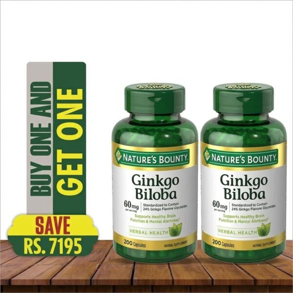 NATURE'S BOUNTY GINKGO BILOBA 60MG 200 CAPSULES (BUY 1 GET 1 FREE)
